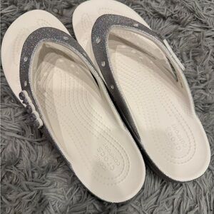 CROCS Silver and White Sandals